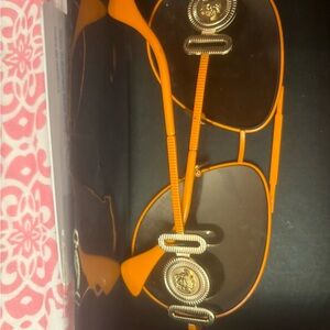 Versace Orange and Gold Aviator Sunglasses